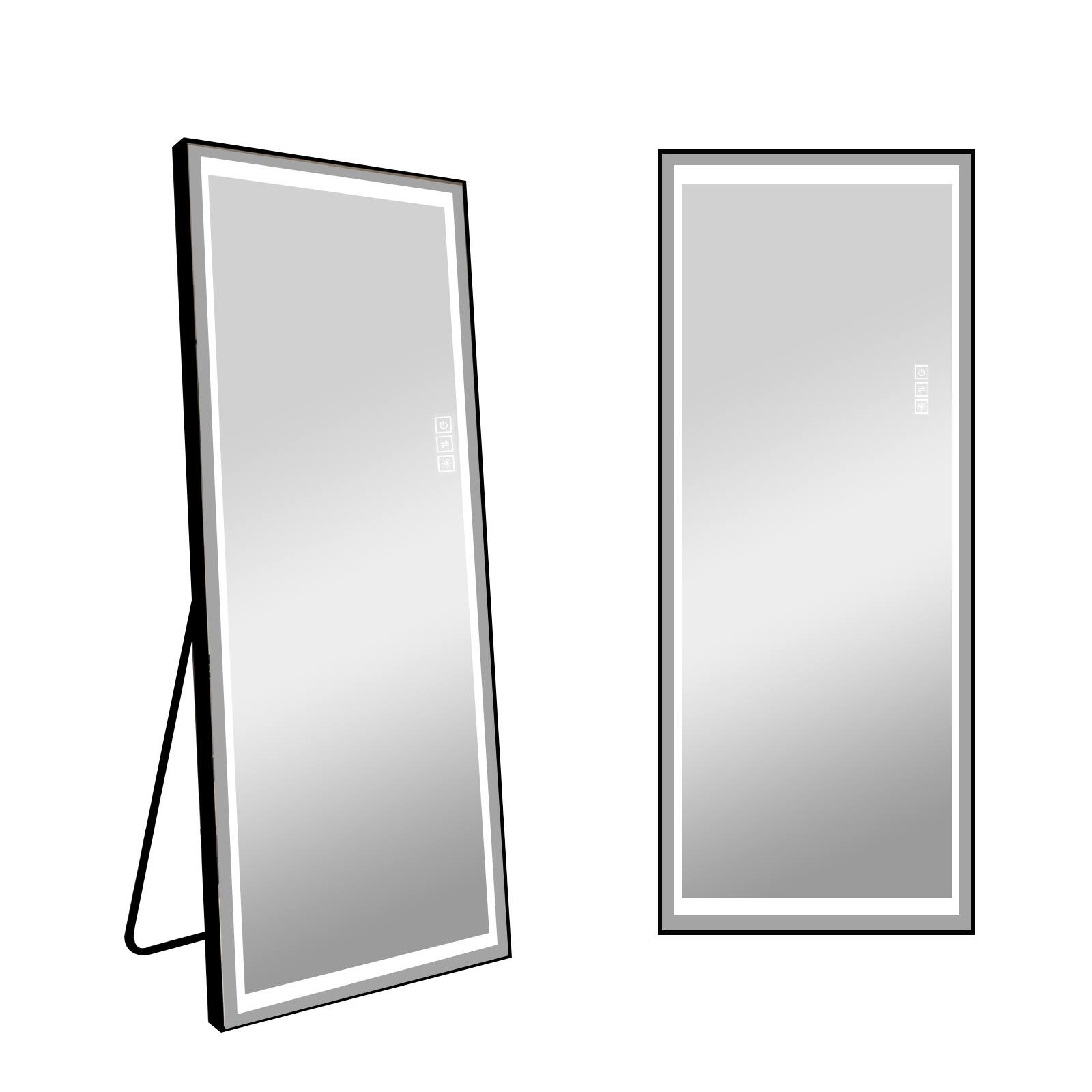 64"×21" Rectangular Black Aluminum Frame Fulllength Mirror with Light On Sale Bed Bath